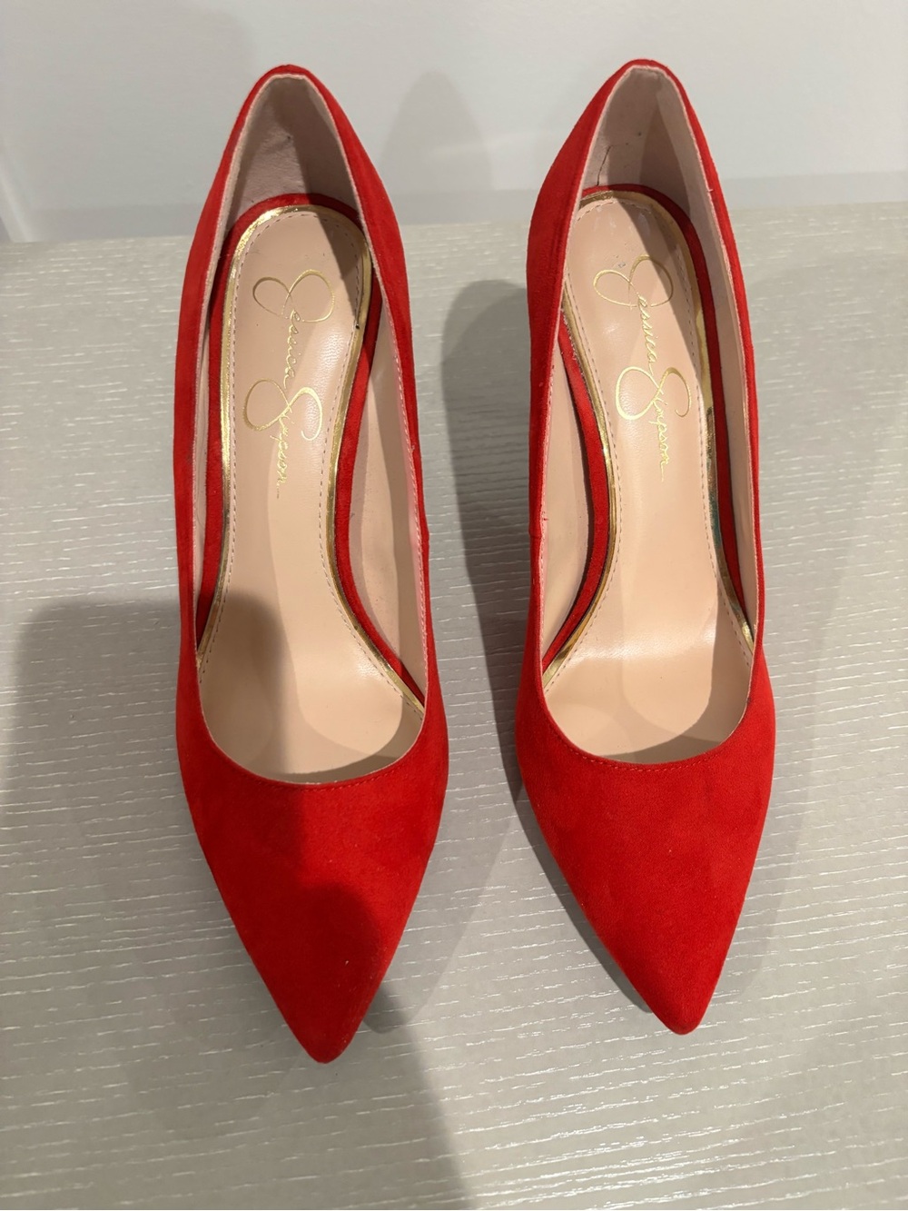 Jessica Simpson Red Pointed-Toe Suede Pumps